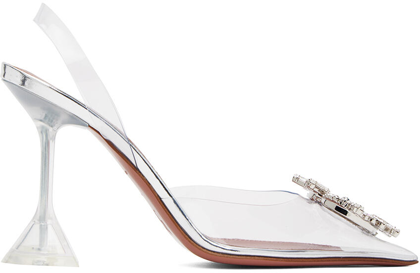 Amina Muaddi Transparent Begum Glass Slingback Heels Cover