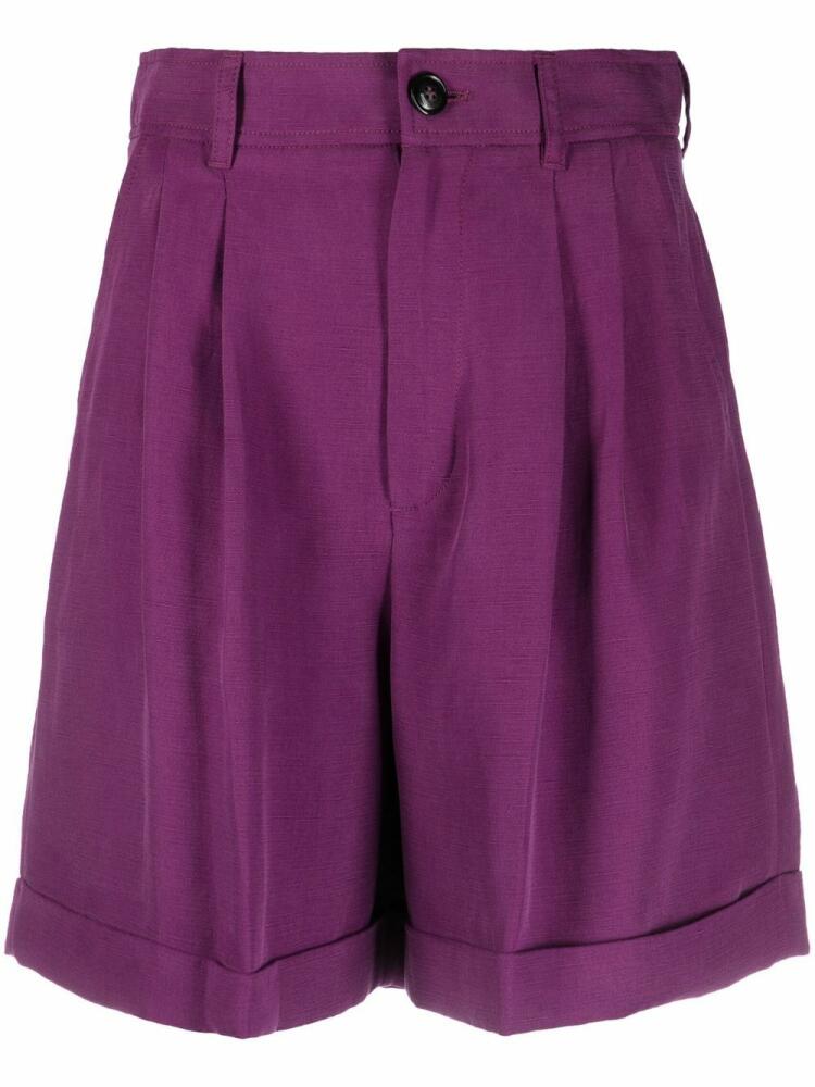 Woolrich pleated turn-up shorts - Purple Cover