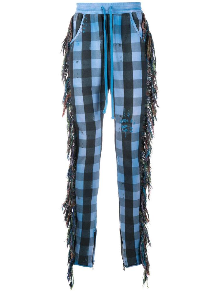 Alchemist fringe-trim checked trousers - Blue Cover