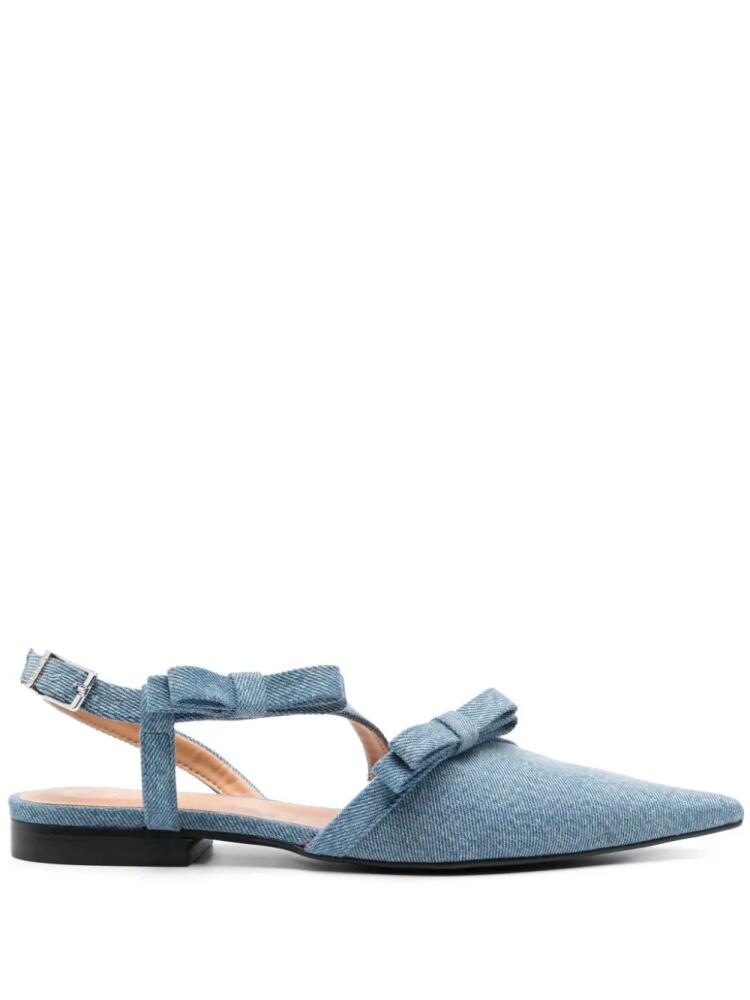 GANNI bow-detailing pointed-toe ballerina shoes - Blue Cover