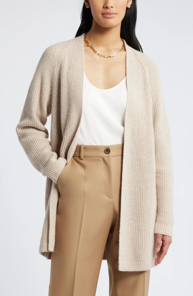 Nordstrom Rib Long Cardigan in Tan Doeskin Heather Cover