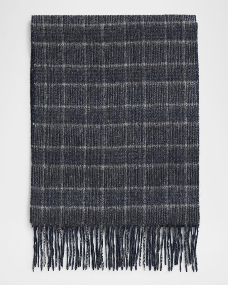 Neiman Marcus Men's Double-Face Cashmere Plaid Scarf Cover