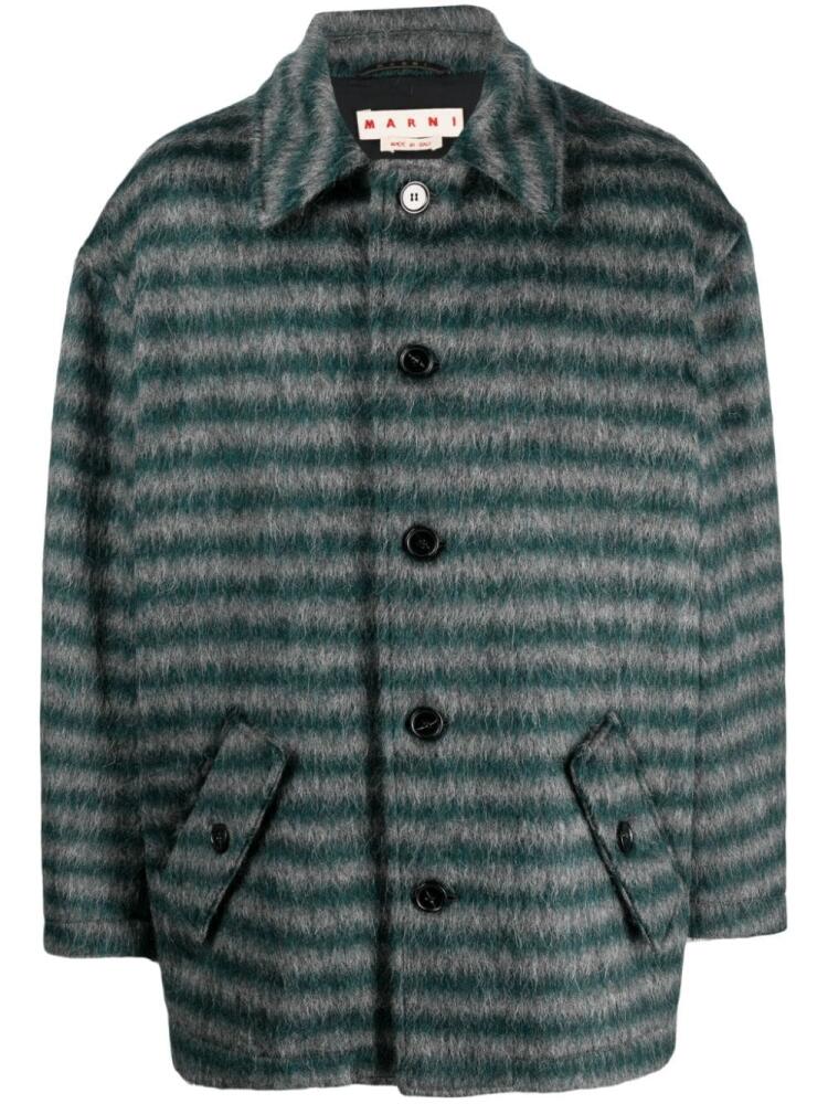 Marni single-breasted striped coat - Green Cover