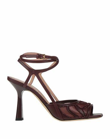 Alberta Ferretti Woman Sandals Burgundy Leather, Textile fibers Cover