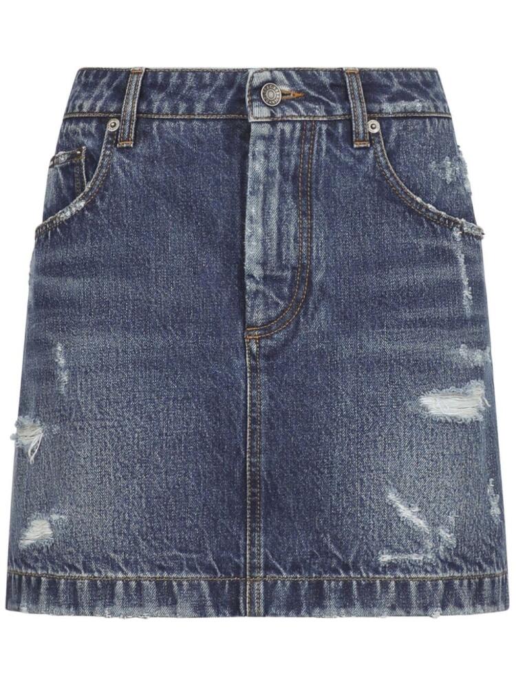 Dolce & Gabbana distressed-finish denim miniskirt - Blue Cover