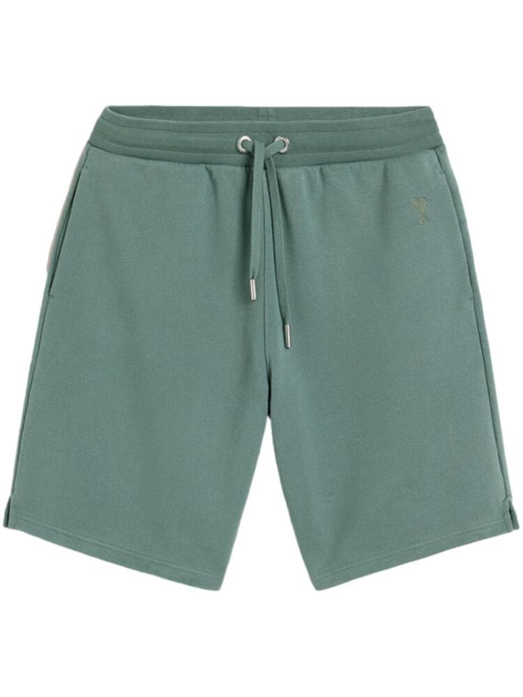 AMI Paris Ami De Coeur drawstring cotton shorts - Green Cover