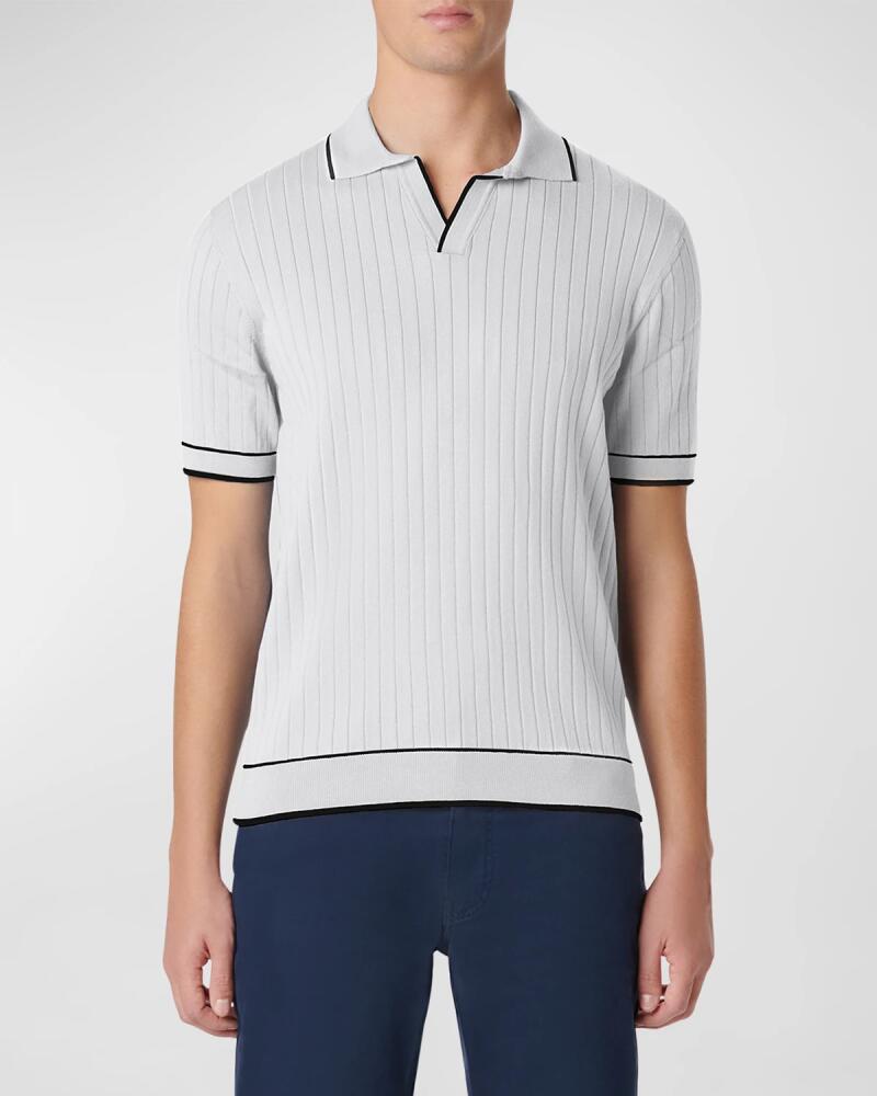 Bugatchi Men's Ribbed Sweater with Johnny Collar Cover