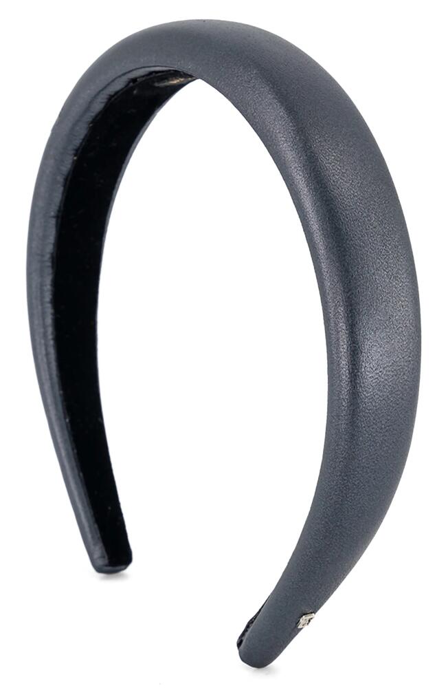 Alexandre de Paris Leather Headband in Graphite Cover