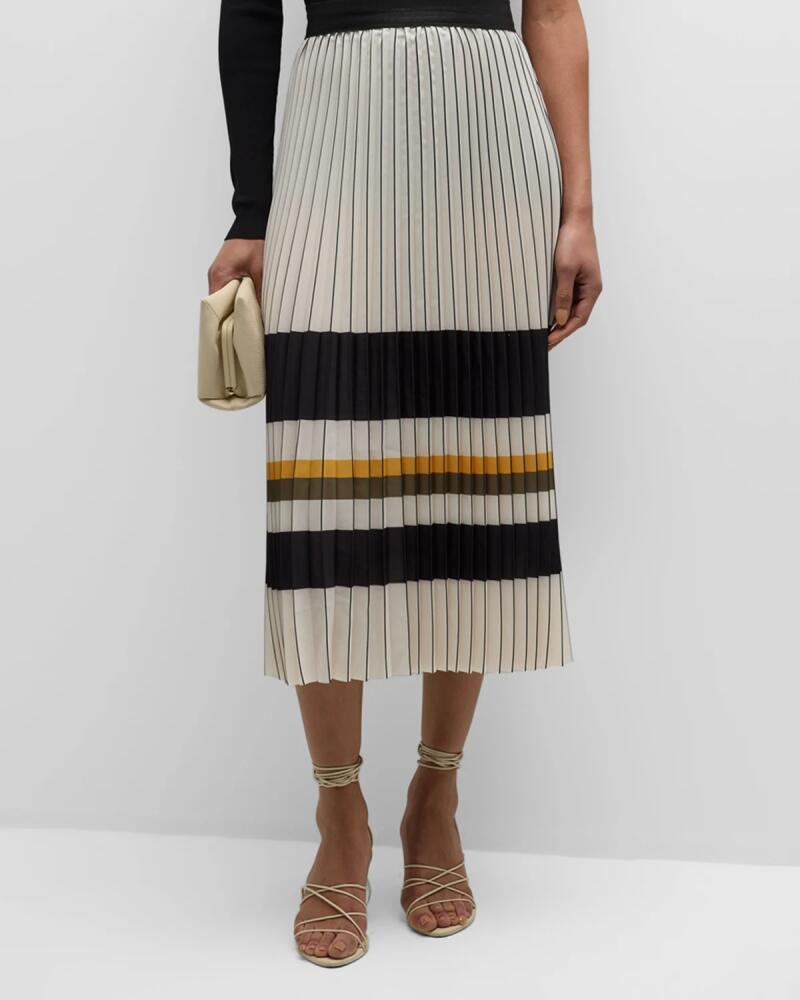 Le Superbe Pleated Stripe Midi Skirt Cover