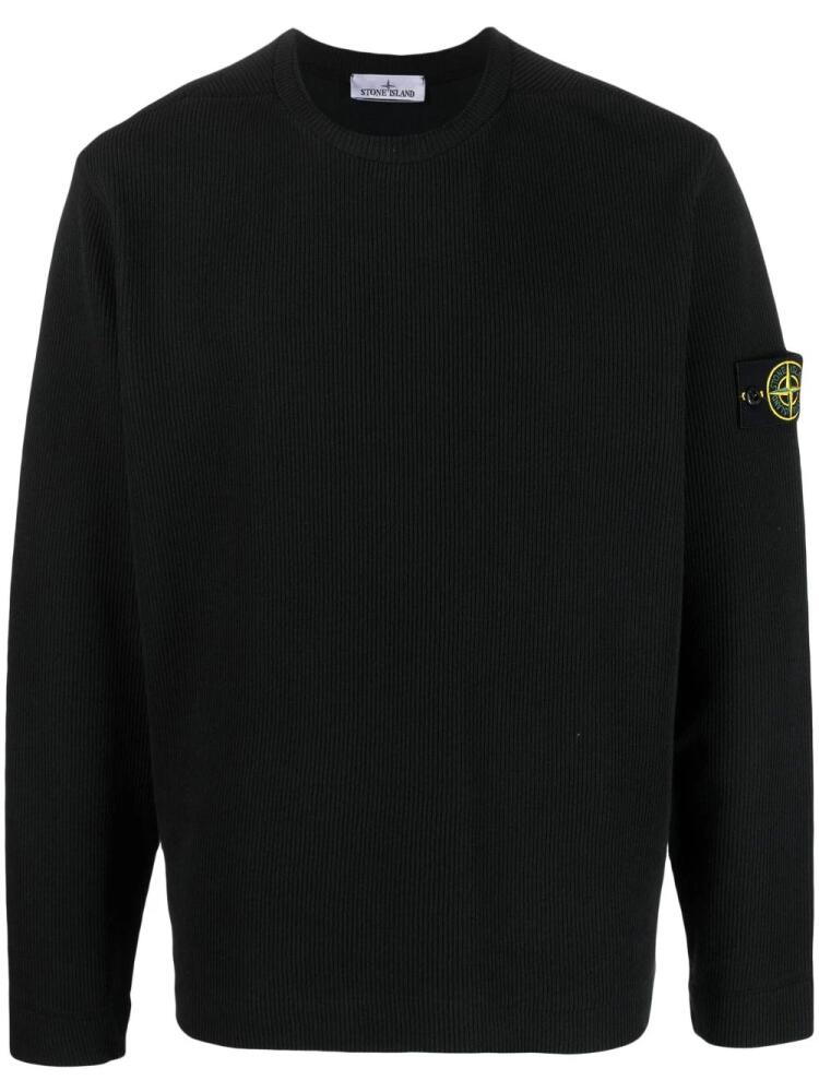 Stone Island Compass-patch crew-neck jumper - Black Cover