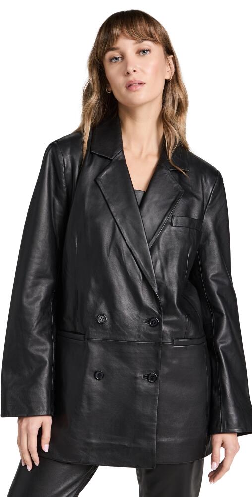 Reformation Veda Leather Dalia Relaxed Blazer Black Cover