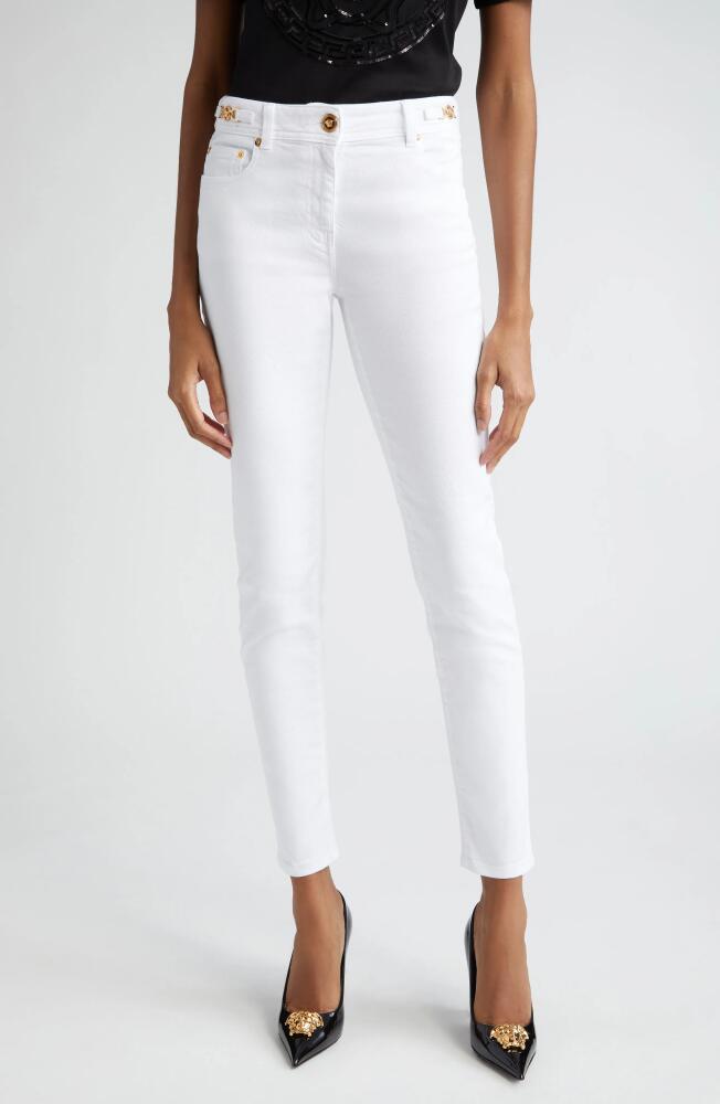 Versace Medusa '95 Stretch Denim Skinny Jeans in White Cover