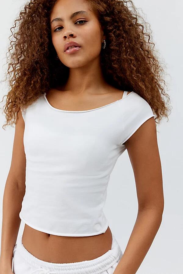 Out From Under Cotton Compression Boatneck Tee in White Cover