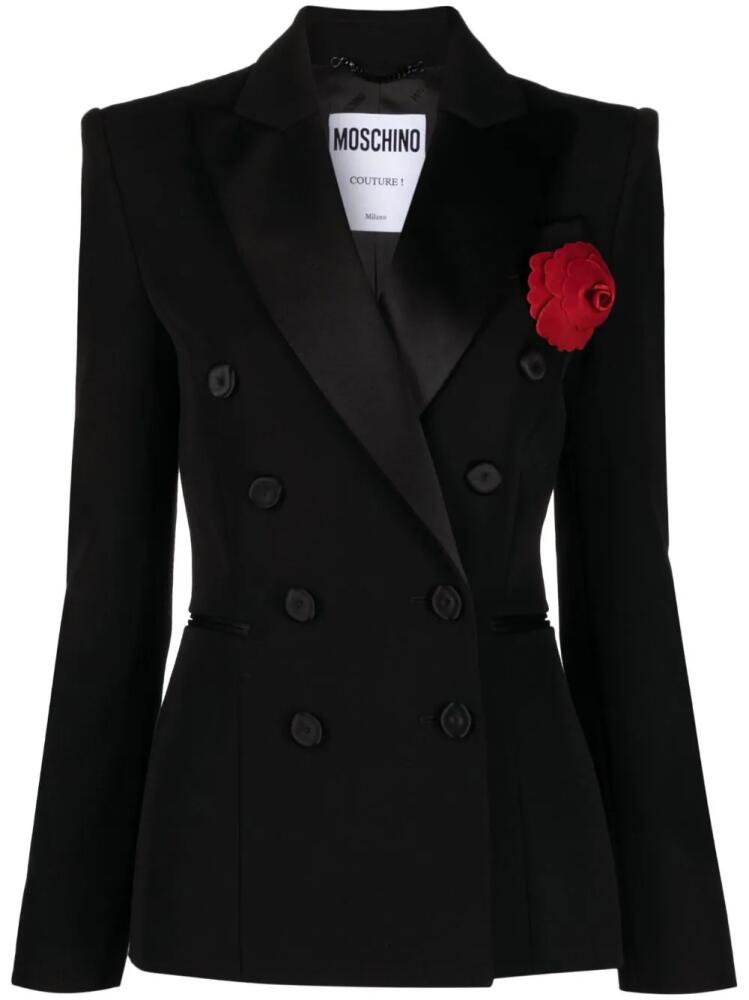 Moschino floral appliqué wool blazer - Black Cover