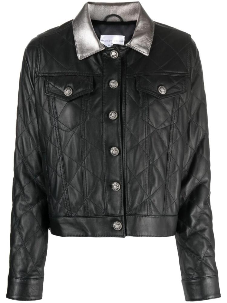 Madison.Maison diamond-quilted leather jacket - Black Cover