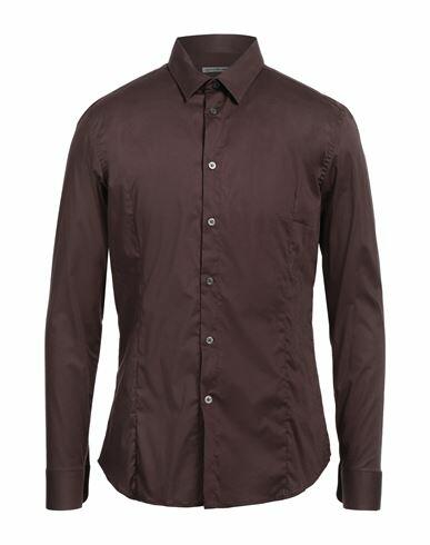 Grey Daniele Alessandrini Man Shirt Dark brown Size 15 ½ Cotton, Elastane Cover