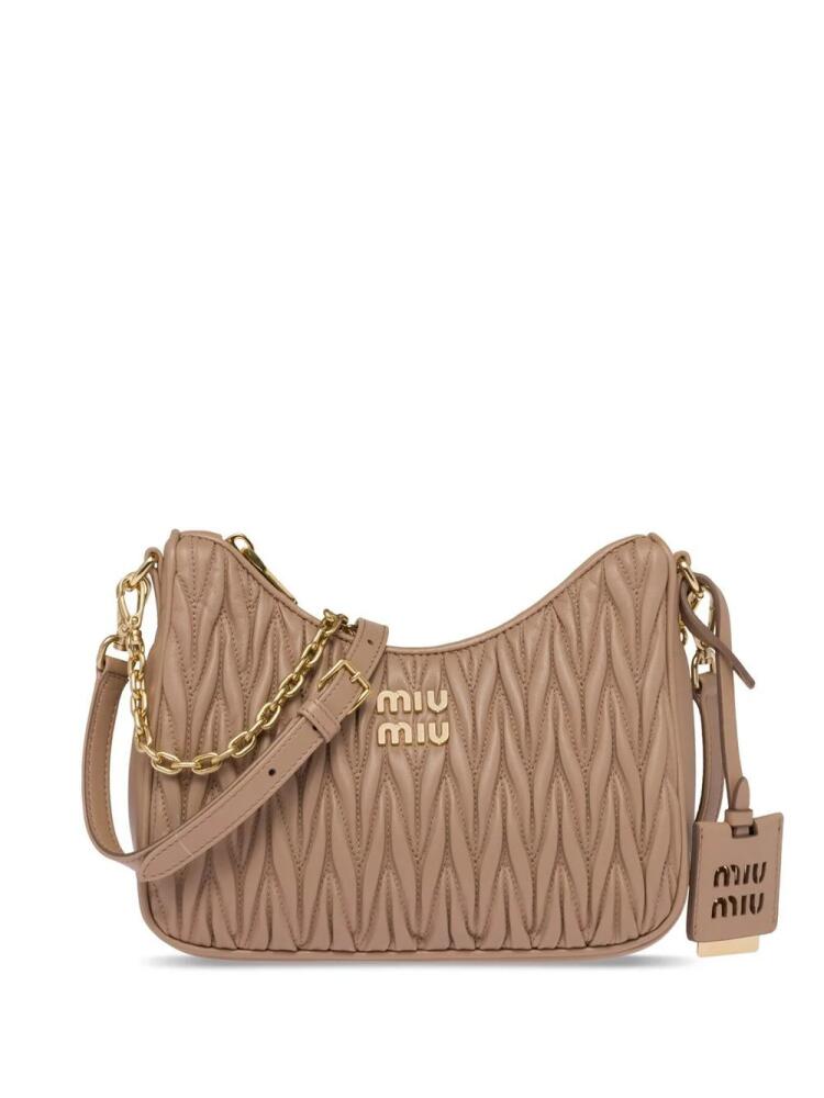 Miu Miu matelassé nappa leather shoulder bag - Neutrals Cover