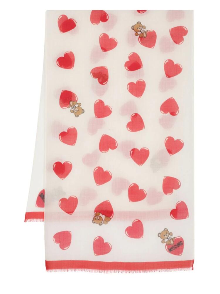 Moschino heart-print wool scarf - Neutrals Cover