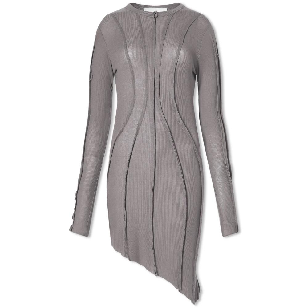 Sami Miro Vintage Women's Aysmmetric Long Sleeve Mini Dress in Graphite Grey Cover