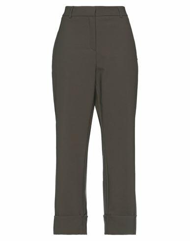 Ottod'ame Woman Pants Military green Polyester, Virgin Wool, Elastane Cover