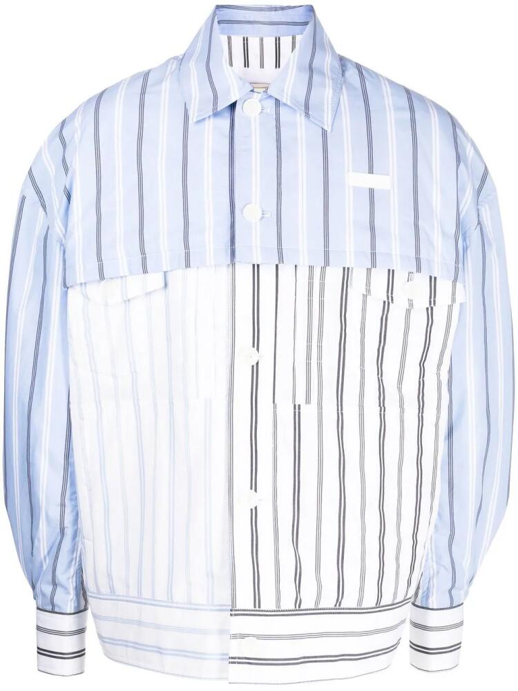 Feng Chen Wang layered striped jacket - White Cover