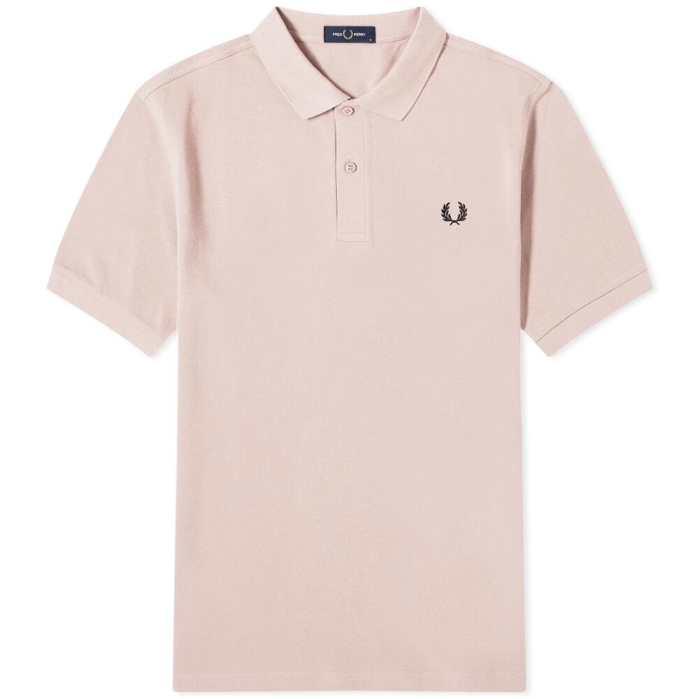 Fred Perry Men's Plain Polo Shirt in Dusty Rose Pink/Black Cover