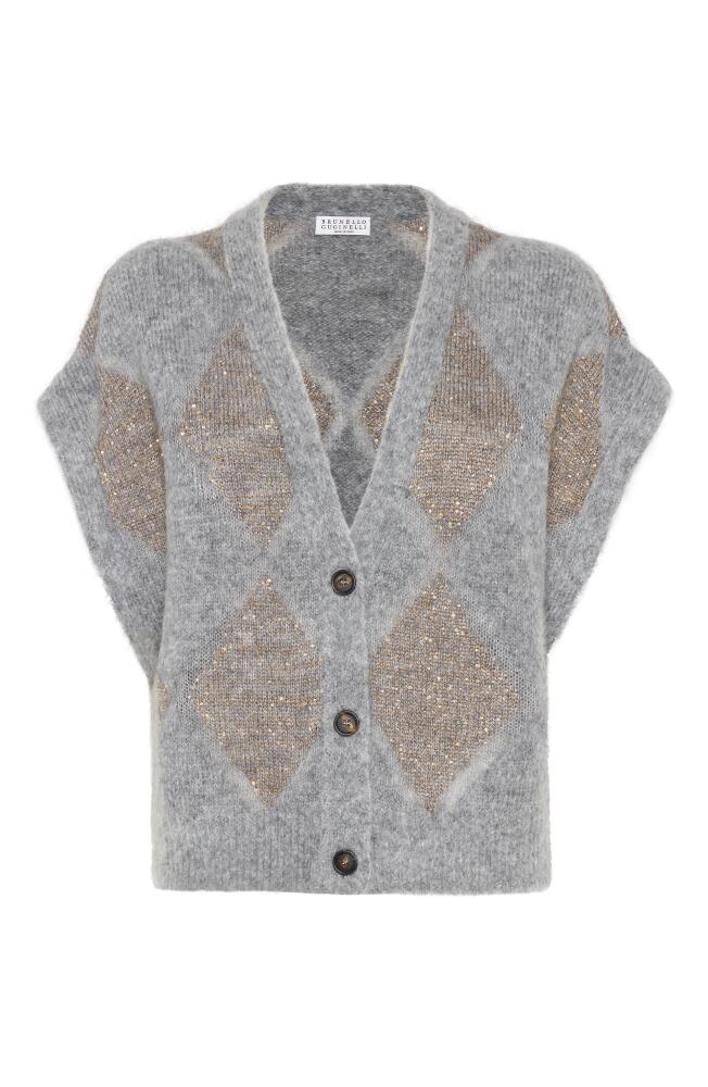 Brunello Cucinelli Dazzling Argyle vest in Medium Grey Cover