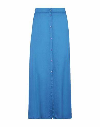 8 By Yoox Split Front Maxi Skirt Woman Maxi skirt Azure Viscose Cover