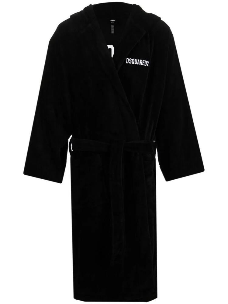 DSQUARED2 logo embroidered bath robe - Black Cover