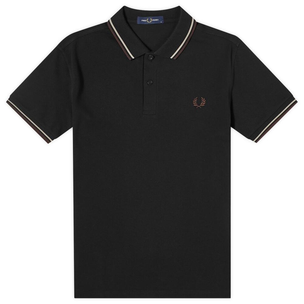 Fred Perry Men's Twin Tipped Polo Shirt in Black/Warm Grey/Brick Cover