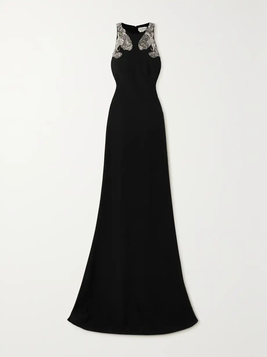 Alexander McQueen - Crystal-embellished Crepe Gown - Black Cover