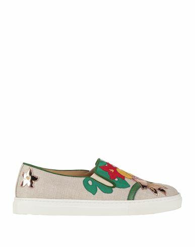 Charlotte Olympia Woman Sneakers Beige Leather, Textile fibers Cover