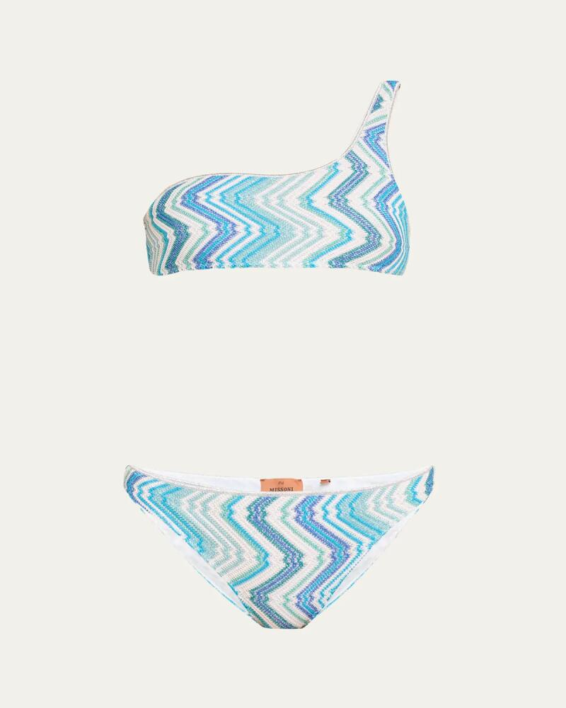 Missoni Zig Zag Knit Asymmetric Two-Piece Swimsuit Cover