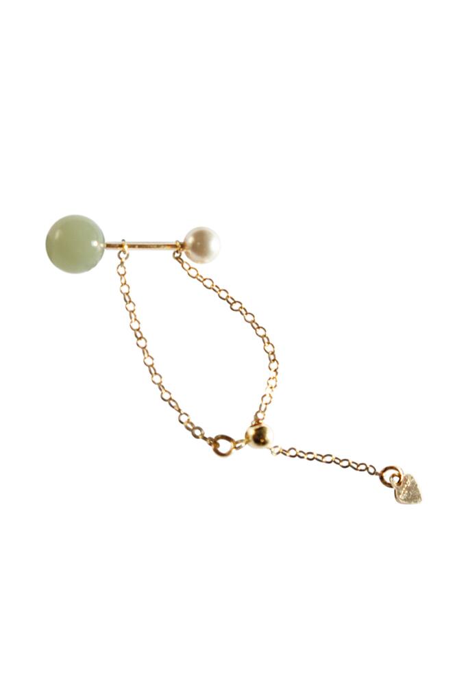 seree Taylor Jade and pearl adjustable ring in Light Green Cover