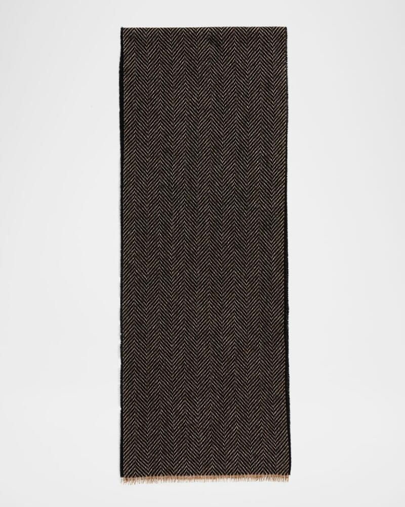 Neiman Marcus Men's Herringbone Cashmere Scarf Cover