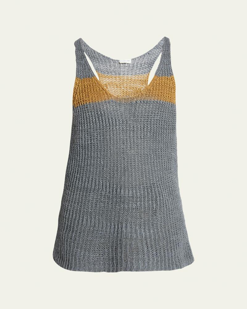 Dries Van Noten Men's Loose Striped Linen Knit Tank Top Cover