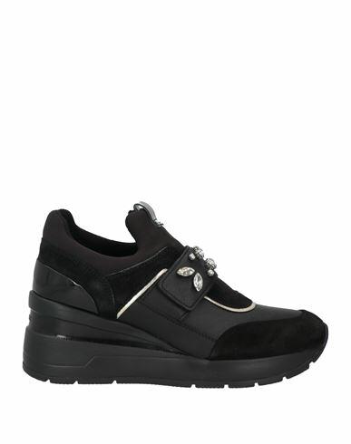 Geox Woman Sneakers Black Soft Leather, Rubber Cover