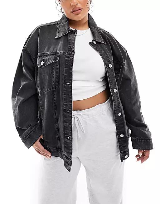 ASOS DESIGN Curve oversized 90s denim jacket in black wash Cover