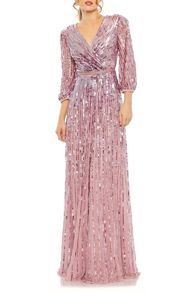 Mac Duggal Sequin Surplice Tulle Gown in Mauve Cover