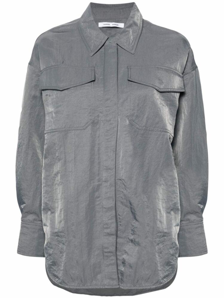 SAMSOE SAMSOE Gira press-stud crinkled shirt - Grey Cover