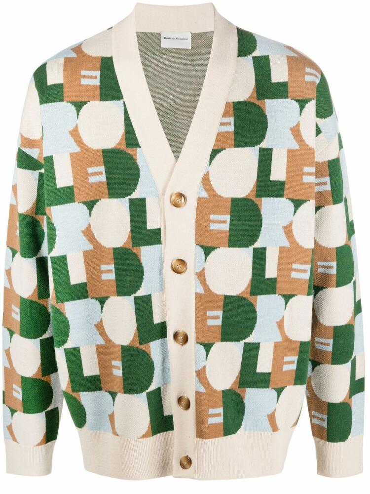 Drôle De Monsieur intarsia-logo V-neck cardigan - Neutrals Cover