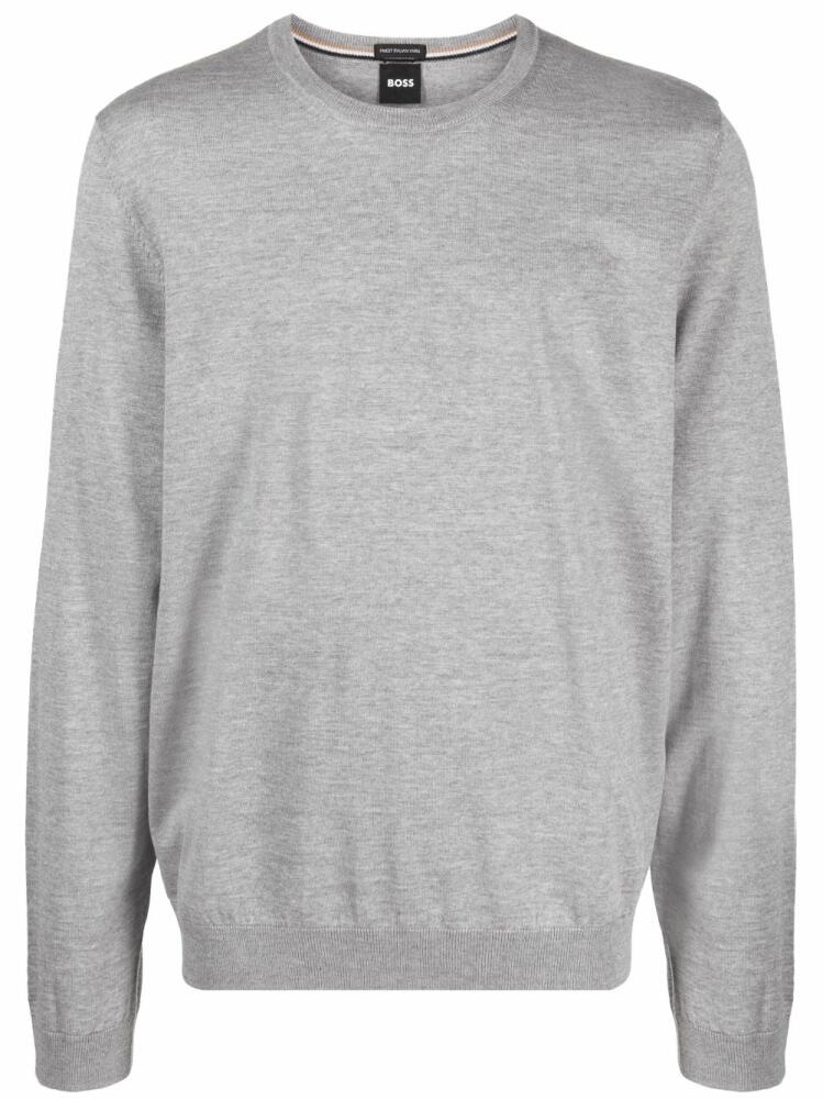 BOSS round-neck virgin-wool jumper - Grey Cover