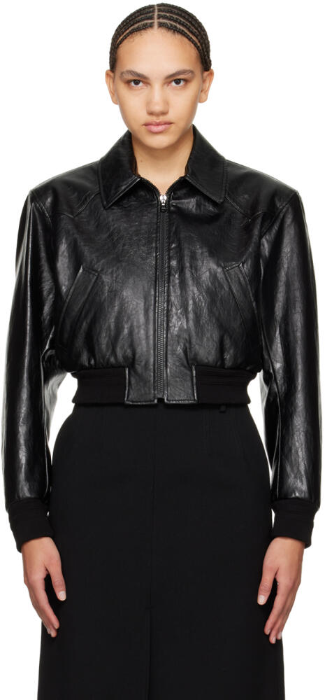 Recto Black Lyon Faux-Leather Bomber Jacket Cover