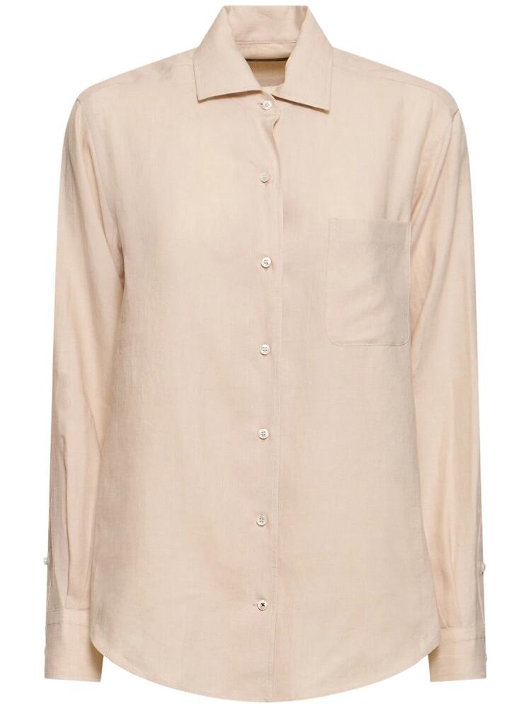 LORO PIANA André Solaire Long Sleeve Linen Shirt Cover