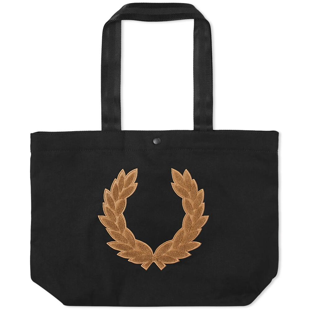 Fred Perry Men's Laurel Wreath Canvas Tote Bag in Black/Warm Stone Cover