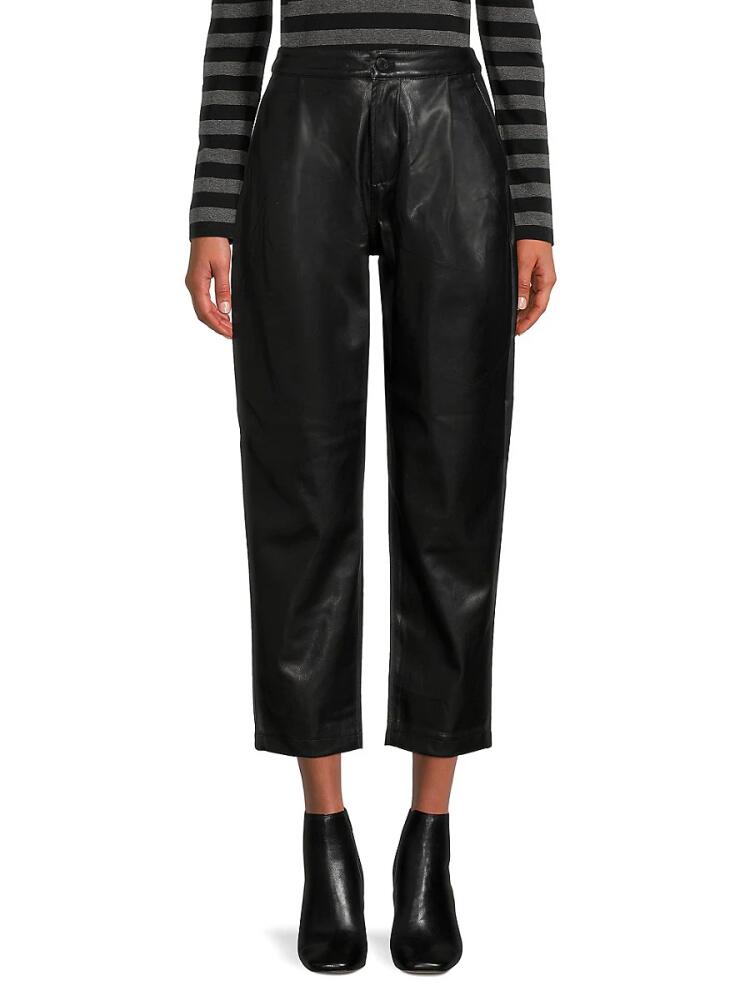 Etienne Marcel Women's Faux Leather Pleated Pants - Black Cover