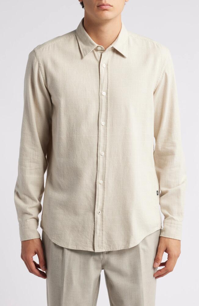 BOSS Roan Plaid Button-Up Shirt in Light Beige Cover