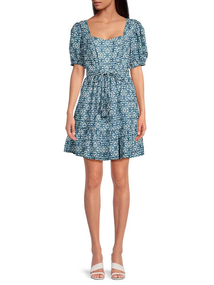 English Factory Women's Braided Print Squareneck Mini Dress - Blue Cover