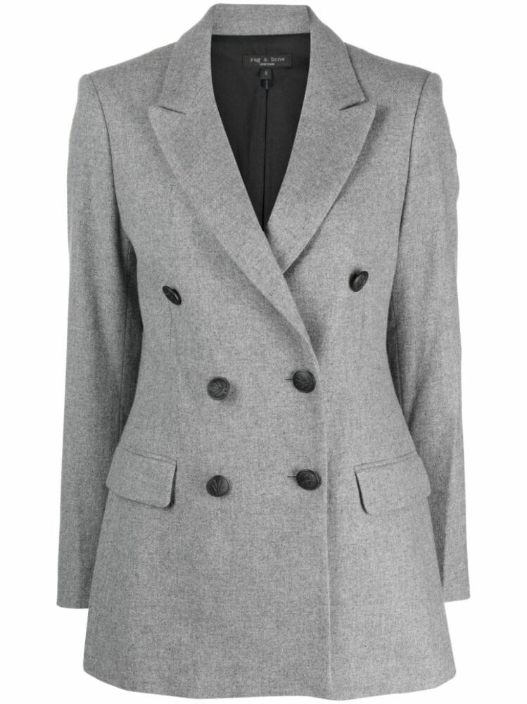 rag & bone double-breasted virgin wool-blend blazer - Grey Cover