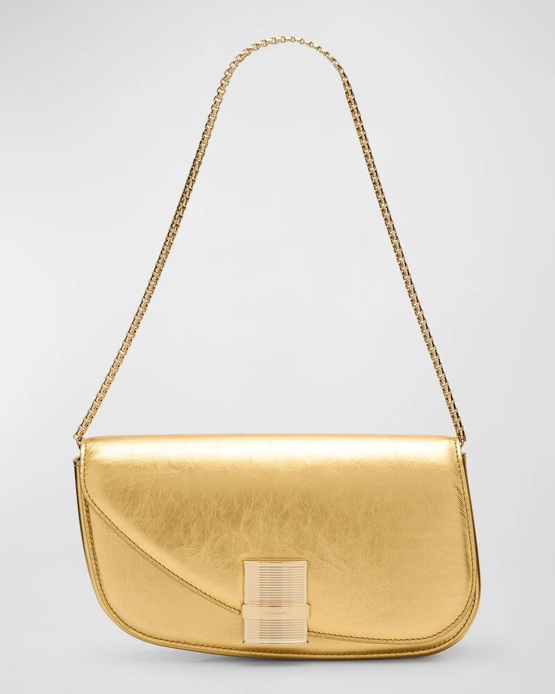 Ferragamo Fiamma Metallic Leather Shoulder Bag Cover